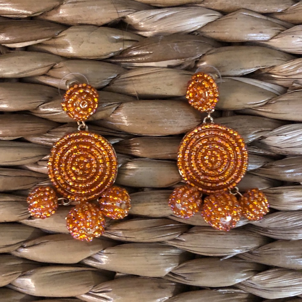 Handcrafted Beaded Orange Earrings